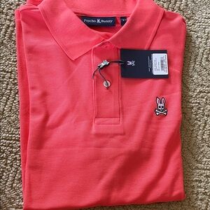 Psycho Bunny Men's Coral Polo with Signature Bunny Logo size 4-S BNWT